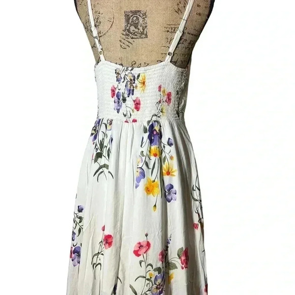 Old Navy White Floral Cami Dress Halter Sumer Fluffy Casual Size Large - Picture 2 of 7